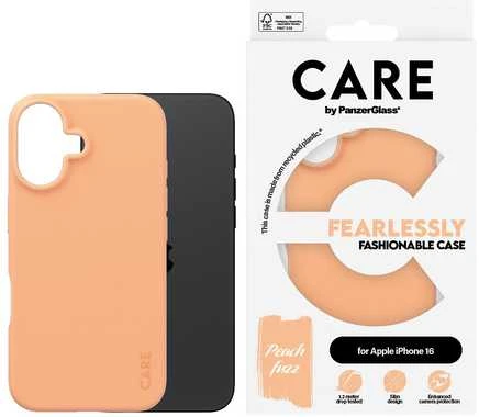 Dėklas „Panzer Glass“ „PanzerGlass“ „PanzerGlass CARE“ madingų spalvų „iPhone 16“ persikinė spalva