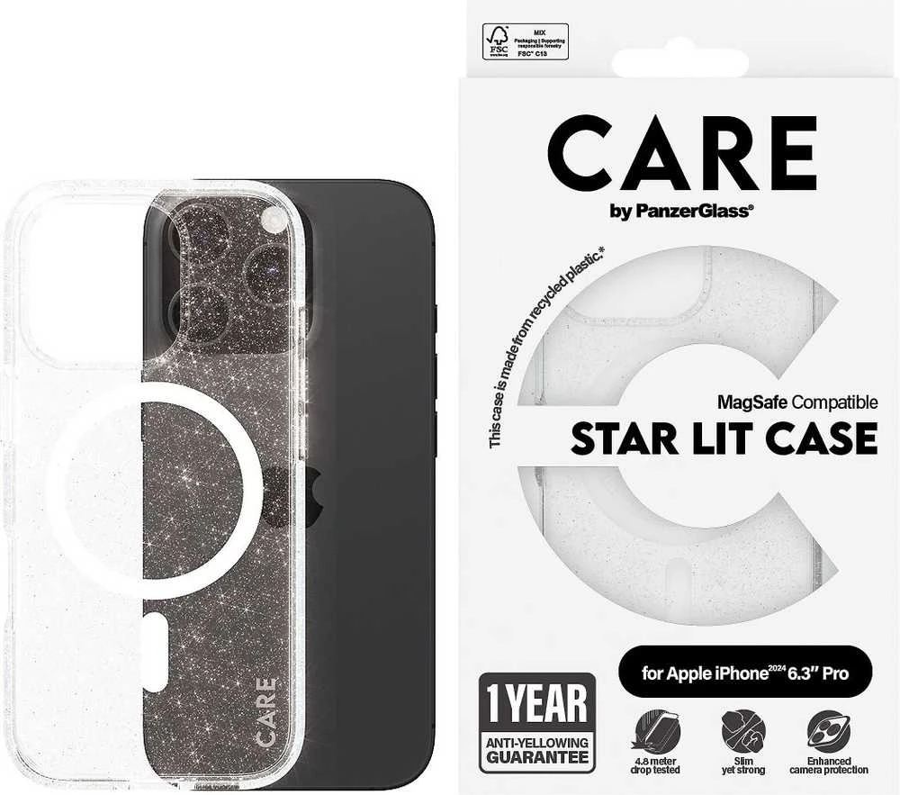 Panzer Glass CARE by PanzerGlass Flagship Star Lit Apple iPhone 16 Pro 6.3" dėklas telefonui baltos spalvos/dėklas telefonui baltos spalvos MagSafe 1342