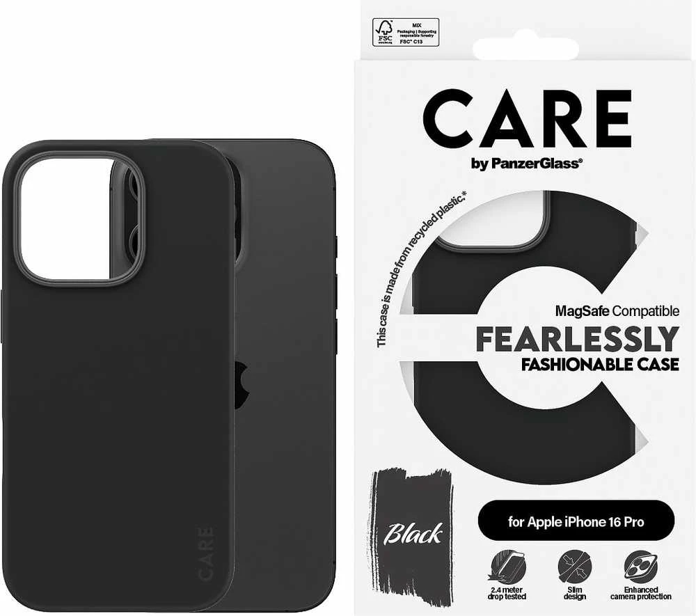 Panzer Glass CARE by PanzerGlass Fashion Apple iPhone 16 Pro 6.3" dėklas telefonui juodos spalvos/dėklas telefonui juodos spalvos MagSafe 1378