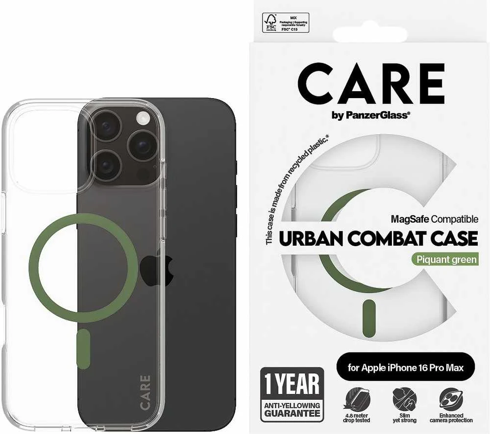 Panzer Glass Care by PanzerGlass Flagship Apple iPhone 16 Pro Max 6.9" dėklas telefonui žalios spalvos MagSafe 1372