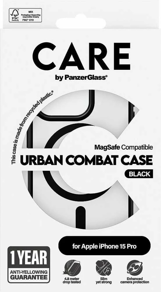 Panzer Glass CARE by PanzerGlass Urban Combat Case MagSafe Apple iPhone 15 Pro - dėklas telefonui juodos spalvos