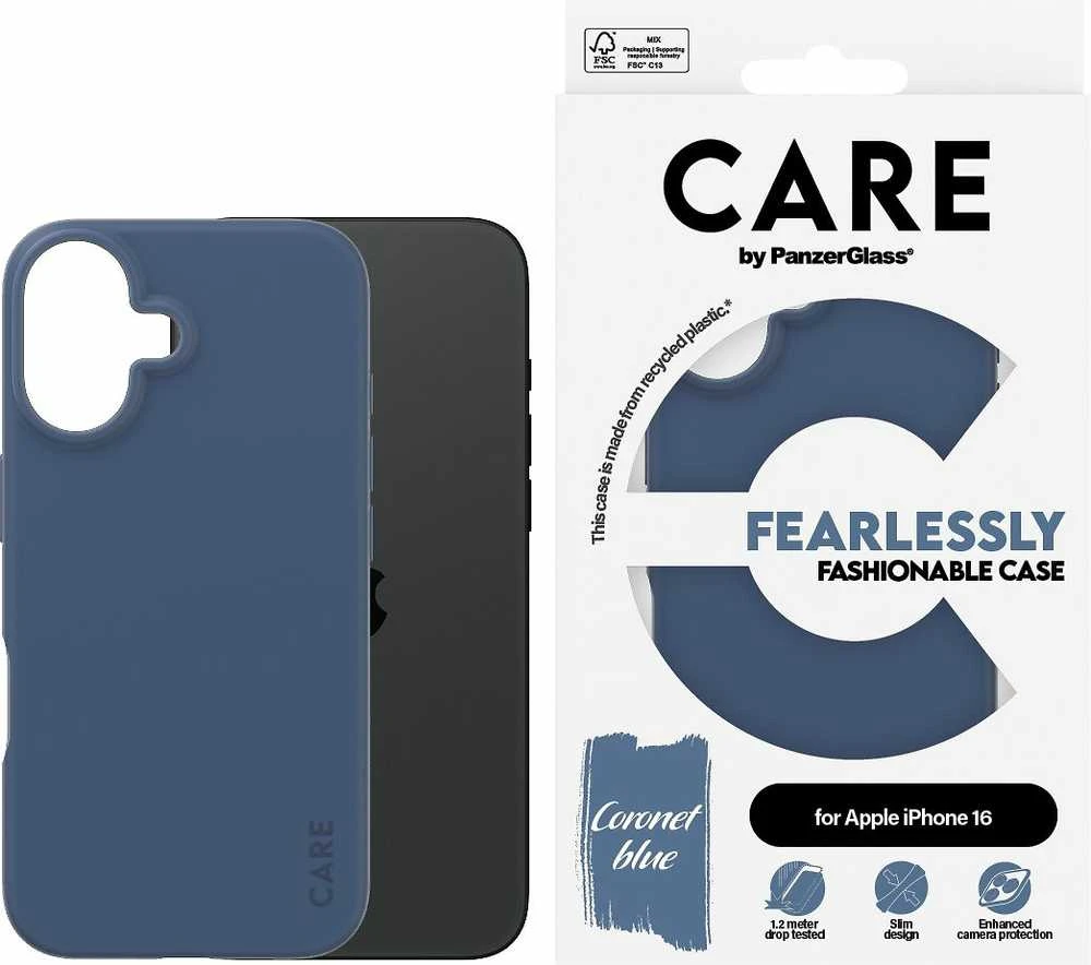 Panzer Glass CARE by PanzerGlass Madingas apsauginis dėklas, Apple iPhone 16, mėlynas