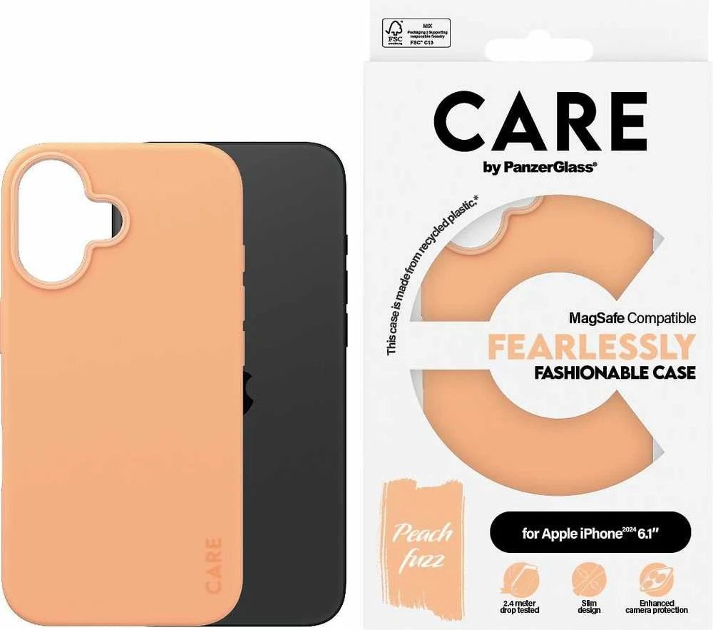 Panzer Glass CARE by PanzerGlass Fashion Case Apple iPhone 16 6.1" persikų / persikų MagSafe 1389