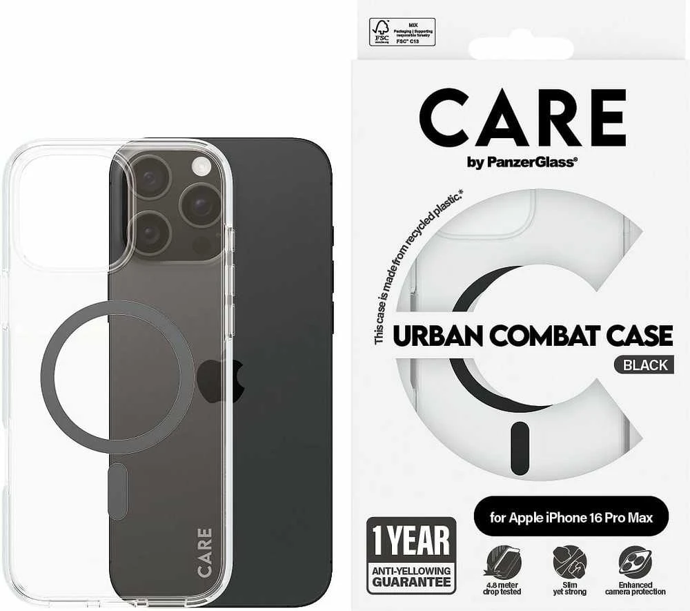 Panzer Glass CARE Flagship Case | Galinis viršelis | Apple | iPhone 16 Pro Max | Perdirbtas plastikas | Skaidrus | MagSafe