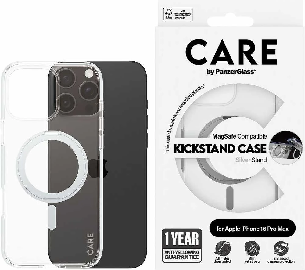 Panzer Glass CARE by PanzerGlass Feature Kickstand Apple iPhone 16 Pro Max 6.9" sidabrinis/sidabrinis MagSafe 1328