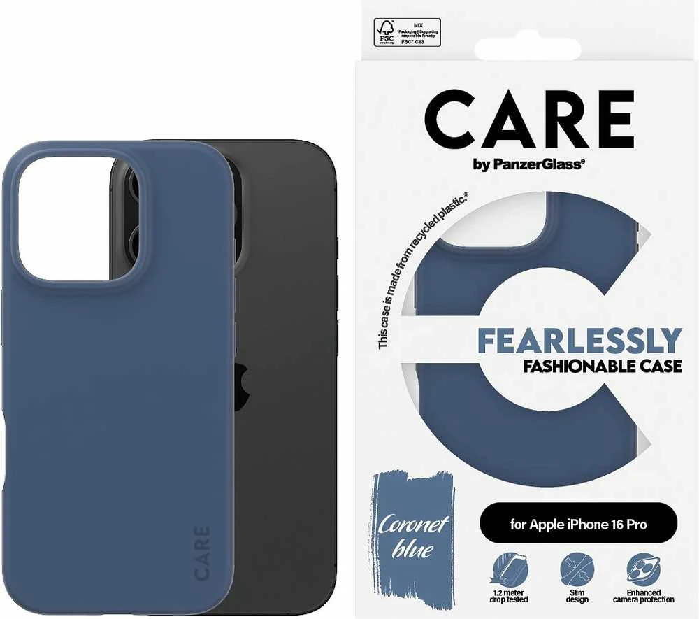 Panzer Glass CARE by PanzerGlass Madingas apsauginis dėklas, Apple iPhone 16 Pro, mėlynas