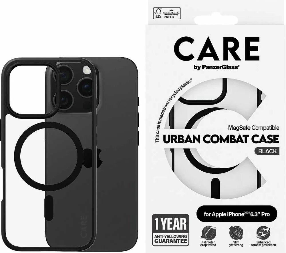 „Panzer Glass Care“, „PanzerGlass Flagship Urban Apple iPhone 16 Pro 6.3“" MagSafe 1358
