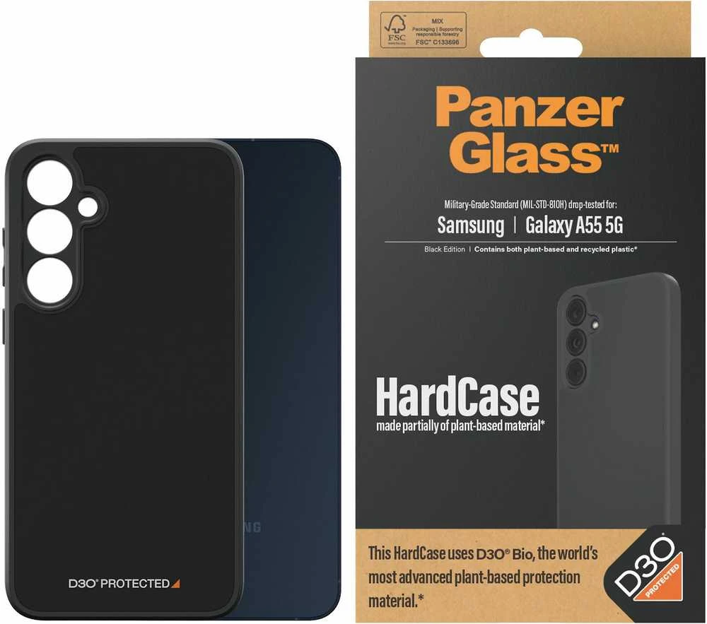 Panzer Glass PanzerGlass HardD3O® Bio and Military Grade Certification Samsung Galaxy A55 5G - dėklas telefonui skaidrus and dėklas telefonui juodos spalvos