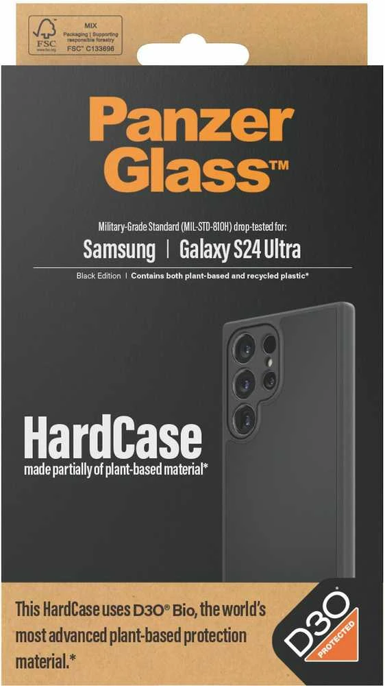 Panzer Glass PanzerGlass HardD3O® Bio and Military Grade Certification Samsung Galaxy S24 Ultra - dėklas telefonui skaidrus and dėklas telefonui juodos spalvos