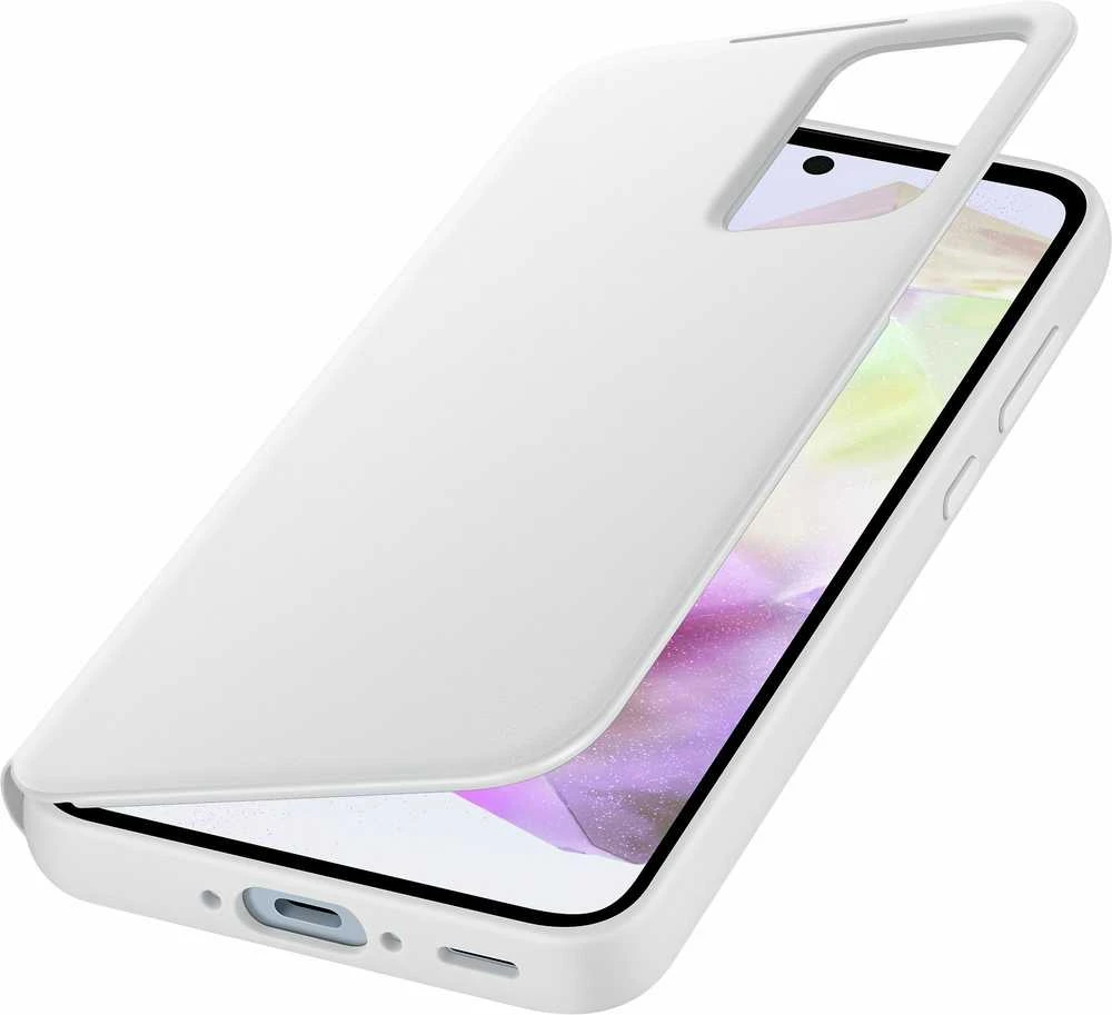 Samsung Galaxy A35 Smart View piniginės dėklas Baltas