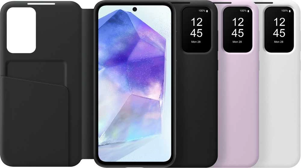 ZA556CWEGWW Smart View piniginės dėklas, skirtas Samsung Galaxy A55 Baltas (Baltas)
