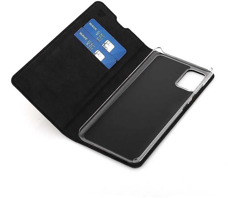 Dėklas „Wave“ knygų lentyna, „Samsung Galaxy A51“, juoda