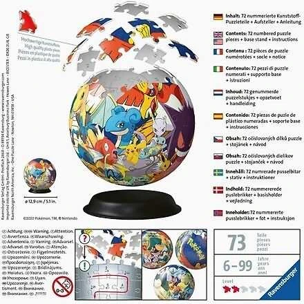 Ravensburger 3D Dėlionė 72 vnt. - Pokemon kamuolys
