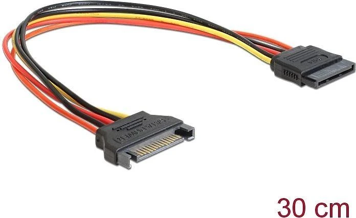 Delock ilgintuvo maitinimo kabelis SATA 15 kontaktų kištukinis > SATA 15 kontaktų lizdas 30 cm