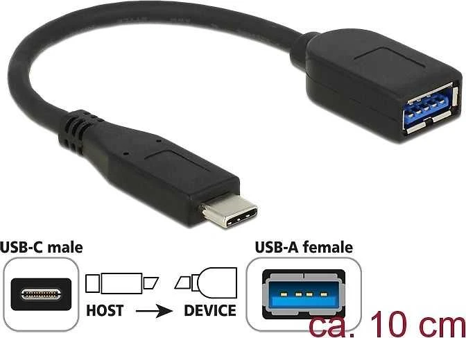Delock adapteris USB 3.1 Gen 2 USB Type-C™ vyriškas > USB Type-A, 10 cm