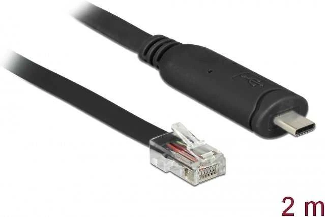 DLC DeLOCK 63912 serijinis kabelis Juoda 2 m C tipo USB RJ45