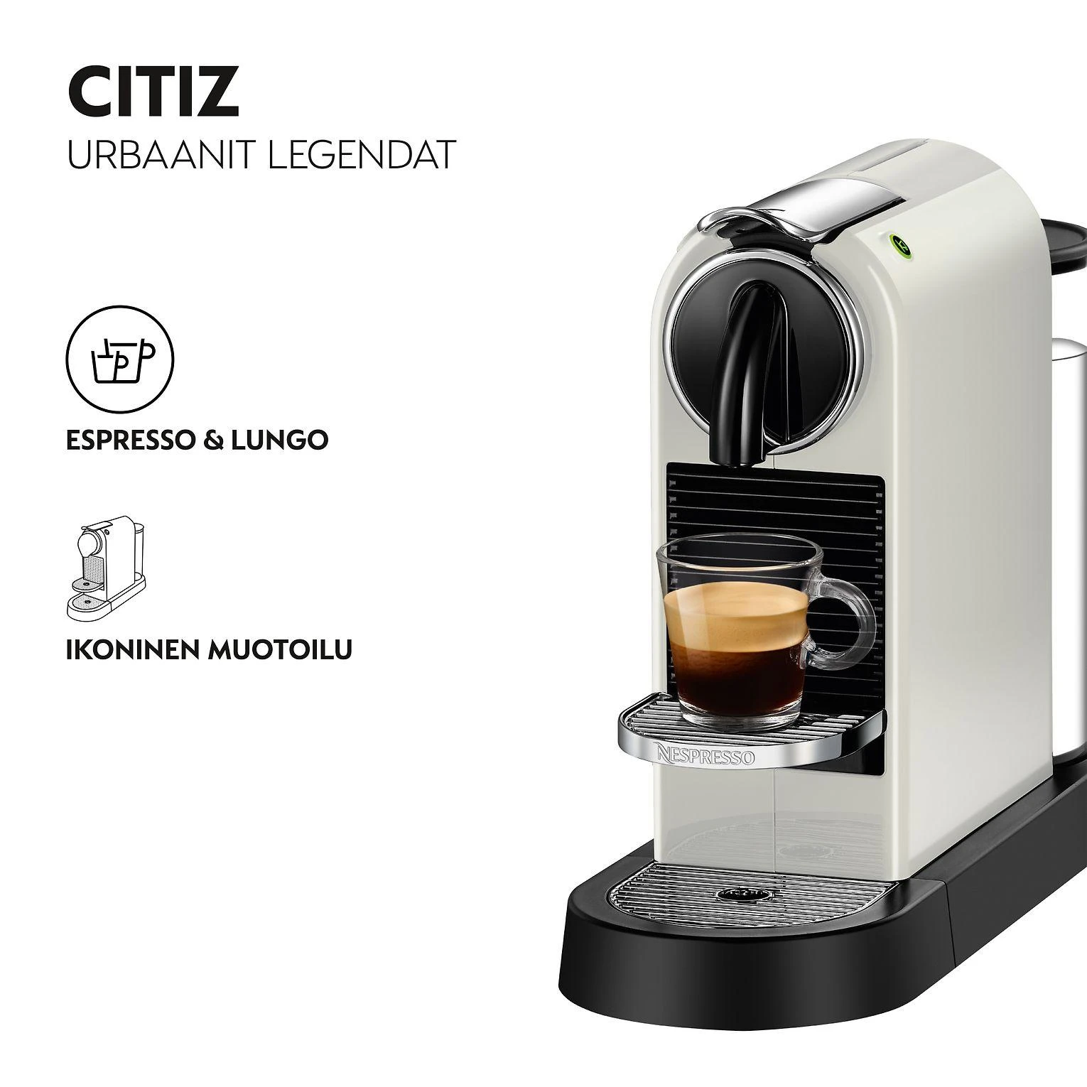 Kavos aparatas Delonghi Nespresso EN167.W Slėgis 19 bar, kapsulinis kavos virimo aparatas, 1260 W, Baltas