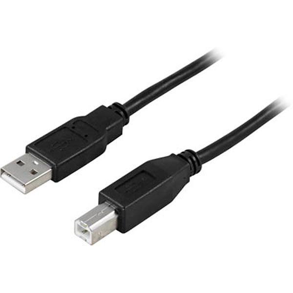 DELTACO USB 2.0 kabelis Type A male - Type B male 0.5m, juodas / USB-205S
