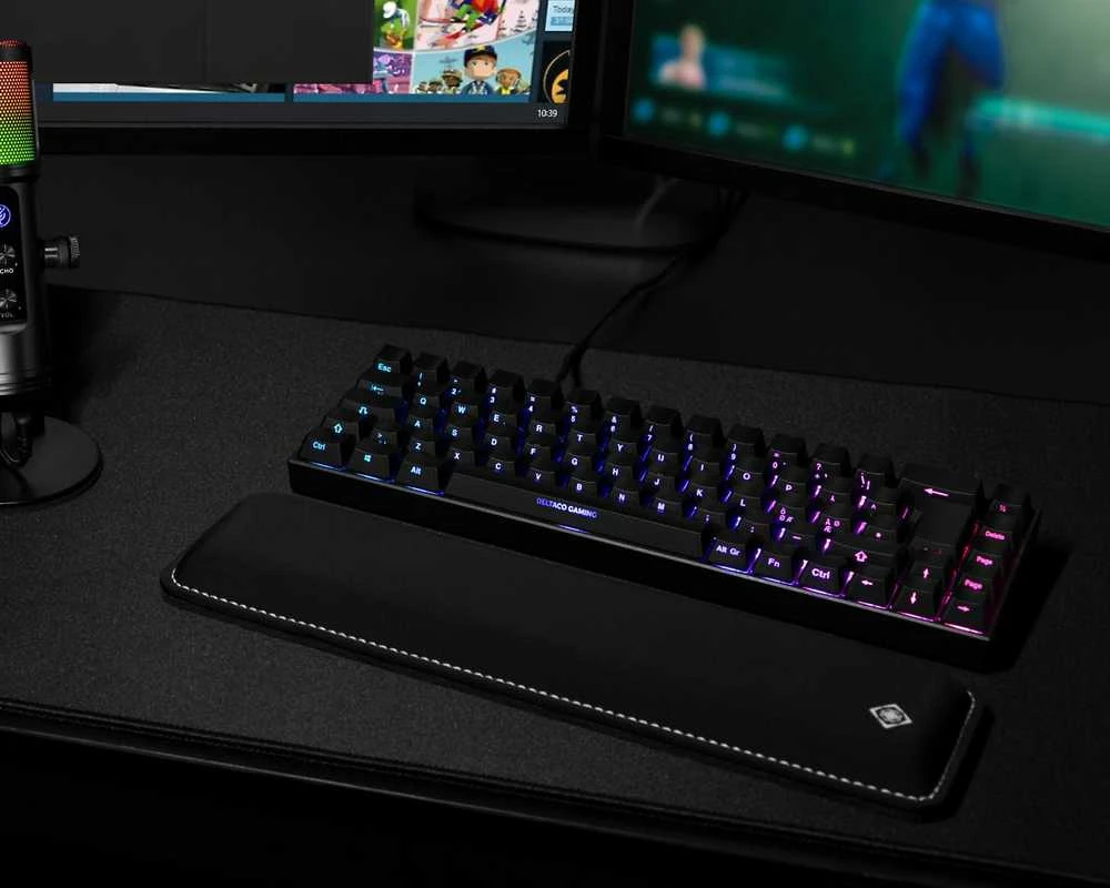 Riešo kilimėlis DELTACO GAMING, 60/65% klaviatūroms, juodas / GAM-164 / 4222239