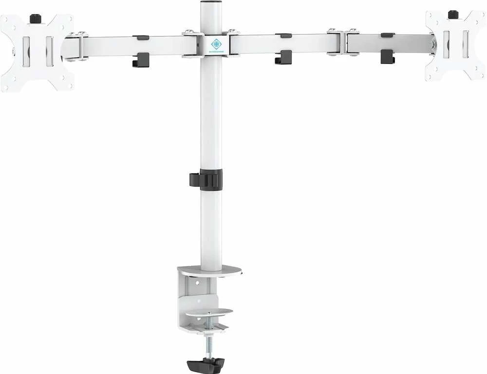 Dviejų monitorių stalinis laikiklis DELTACO GAMING WA86, 13"-32" ekranams, VESA 75x75/100x100, baltas / GAM-040-W