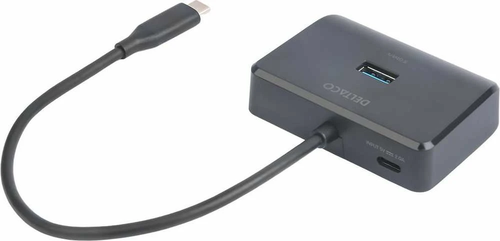 USB-C šakotuvas DELTACO, 5 Gbps, 4x USB-A, juodas / USBC-HUB203 / 1902428