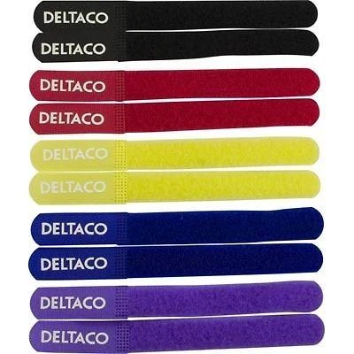 Kabelių rūšiavimo rinkinys DELTACO, Velcro juostelės skirtingų spalvų, 10 vnt pakuotė / CM03