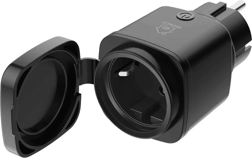 DELTACO SMART HOME lauko kištukas, „WiFi“, IP44, 1xCEE 7/3, 13A, juodas / žalias SH-OP01