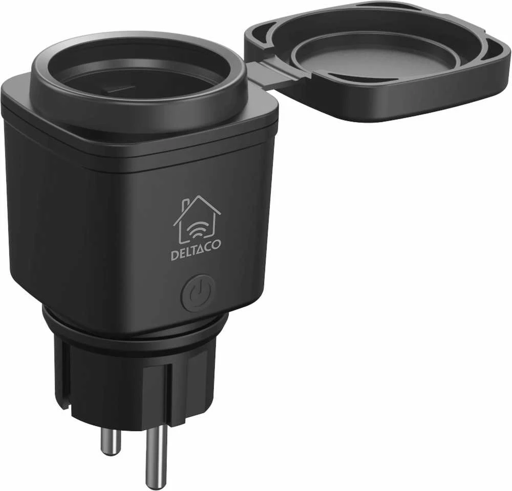 DELTACO SMART HOME lauko kištukas, „WiFi“, IP44, 1xCEE 7/3, 13A, juodas / žalias SH-OP01