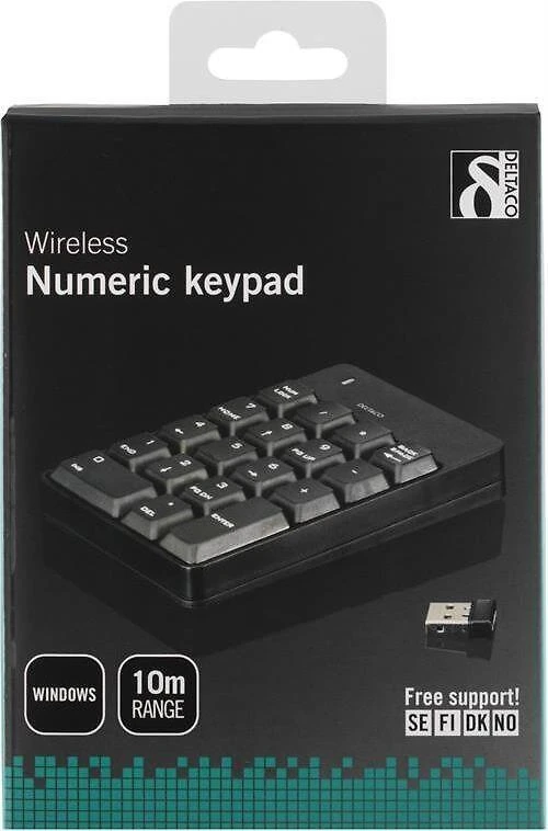 Klaviatūra DELTACO USB bevielė, skaičių, juoda / TB-144