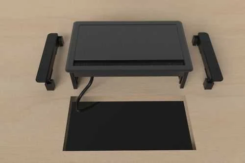 Stalinis atverčiamas maitinimo lizdas DELTACO OFFICE, 3 lizdai, 1x21W A+C USB, GST18 kabelio jungtis / GT-1400 / 1902250