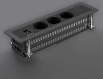 Įleidžiama maitinimo lizdo dėžutė DELTACO OFFICE, 3 lizdai, 1x21W A+C USB krovimas, GST18 / GT-1303 / 1902248