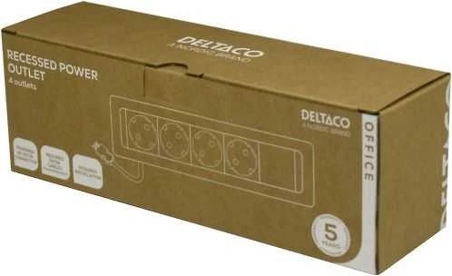 Įleidžiama maitinimo lizdo dėžutė DELTACO OFFICE, 4 lizdai, GST18 cable in, GST18 end cap out / GT-1304 / 1902249