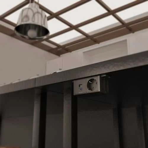 Maitinimo lizdas DELTACO OFFICE, po stalu, kampinis, 1x21W A+C USB krovimas, GST18 kabelio jungtis / GT-1101 / 1902243