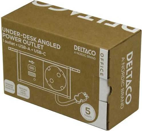 Maitinimo lizdas DELTACO OFFICE, po stalu, kampinis, 1x21W A+C USB krovimas, GST18 kabelio jungtis / GT-1101 / 1902243