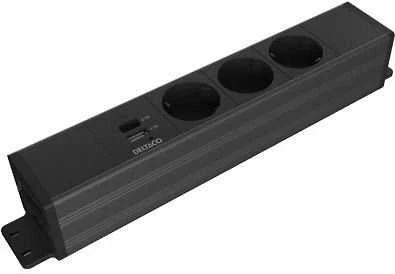 Po stalu tvirtinamas maitinimo lizdas DELTACO OFFICE, 3 lizdai, 1x21 W A+C USB, GST18 dangtelis, 1-in, 2-out / GT-1203 / 1902246