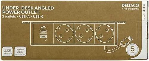 Maitinimo lizdas DELTACO OFFICE, 3 lizdai, 1x21W A+C USB krovimas, GST18 kabelio jungtis / GT-1103 / 1902244