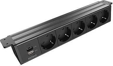 Maitinimo lizdas DELTACO OFFICE, 5 lizdai, 1x21W A+C USB krovimas, GST18 kabelio jungtis / GT-1105 / 1902245