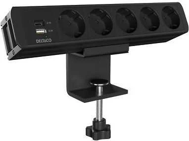 Stalinis maitinimo lizdas DELTACO OFFICE, 5 lizdai, 1x21W A+C USB krovimas, GST18 kabelio jungtis / GT-1005 / 1902242