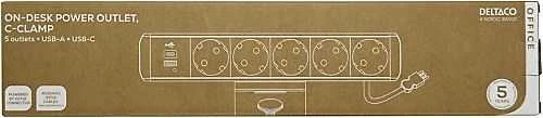 Stalinis maitinimo lizdas DELTACO OFFICE, 5 lizdai, 1x21W A+C USB krovimas, GST18 kabelio jungtis / GT-1005 / 1902242