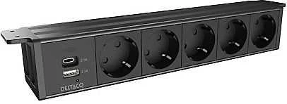 Maitinimo lizdas DELTACO OFFICE, 5 lizdai, 1x21W A+C USB krovimas, GST18 kabelio jungtis / GT-1105 / 1902245
