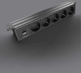 Maitinimo lizdas DELTACO OFFICE, 5 lizdai, 1x21W A+C USB krovimas, GST18 kabelio jungtis / GT-1105 / 1902245