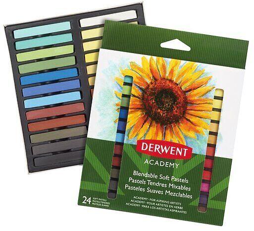 Pastelai - Derwent - 98216 - 24 vnt. rinkinys - Apskaičiuotos spalvos - Švelnūs ir maišomi