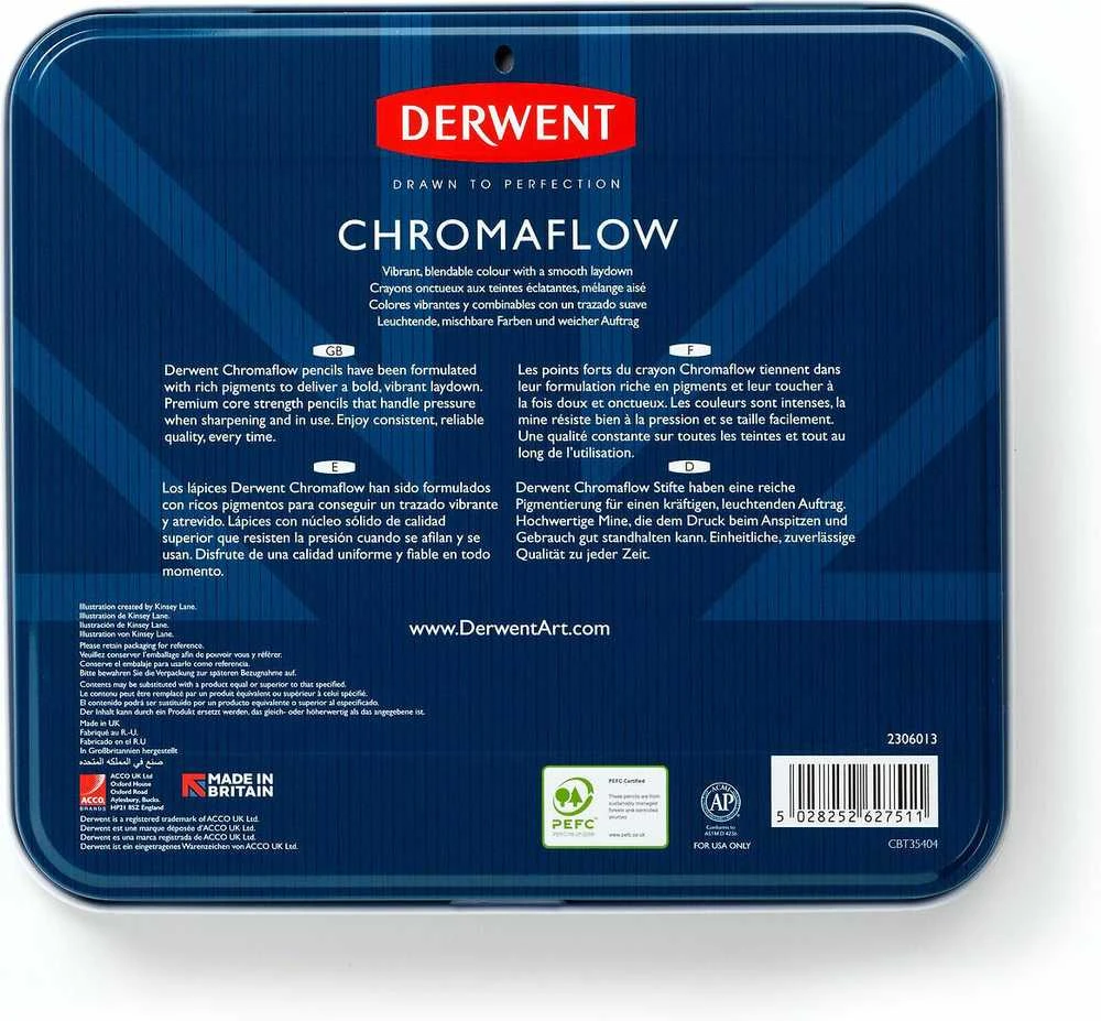 Derwent Chromaflow 48 metalinių pieštukų pakuotė