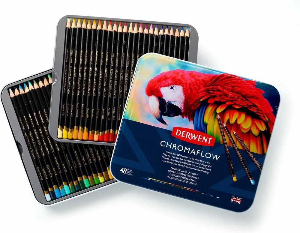 Derwent Chromaflow 48 metalinių pieštukų pakuotė