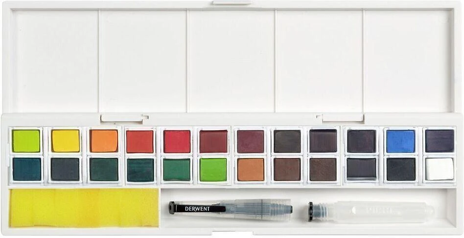 Derwent Inktense dažų rinkinys su 24 spalvų kubeliais