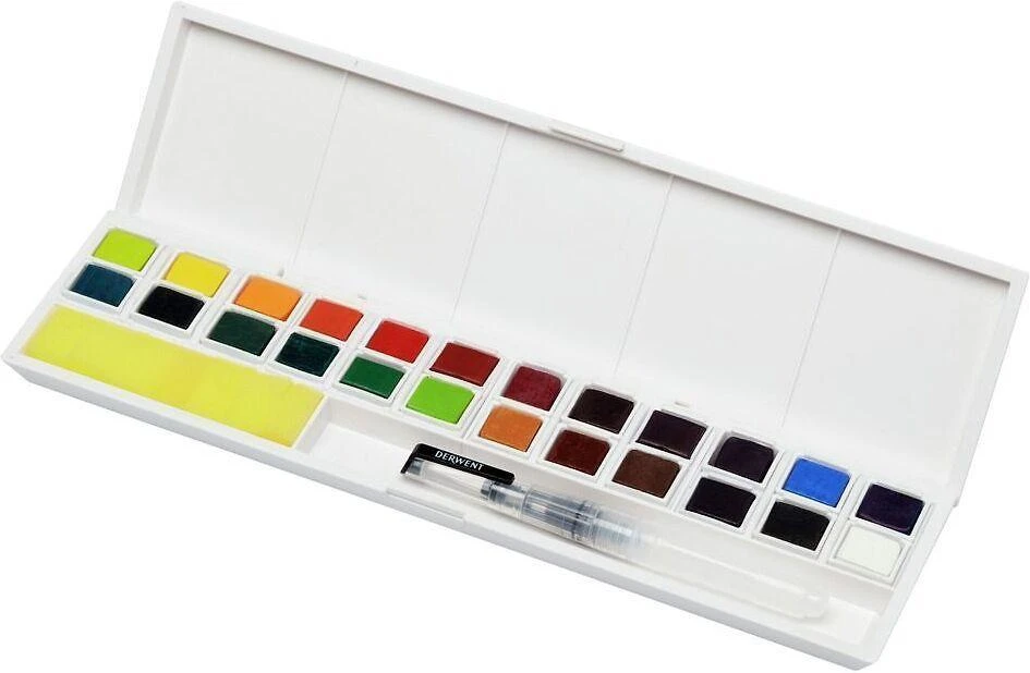 Derwent Inktense 24 spalvų dažų rinkinys su teptuku