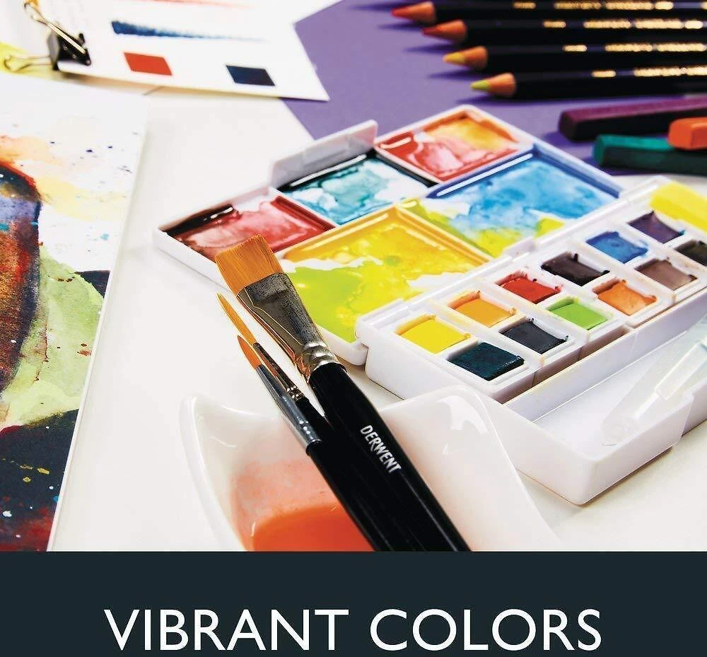 Derwent Inktense Pan Travel Set rašalo spalvos 12vnt + bako teptukas