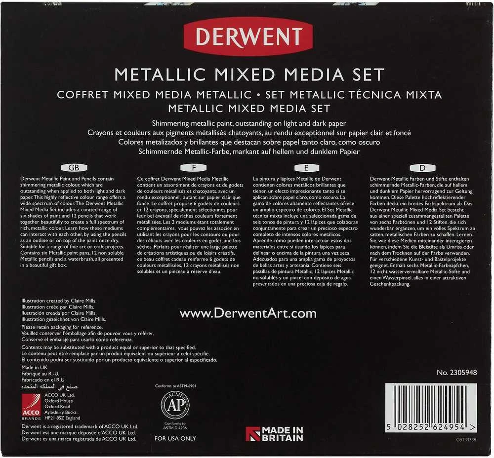 Derwent metallic mix rinkinio pakuotės nugarėlė