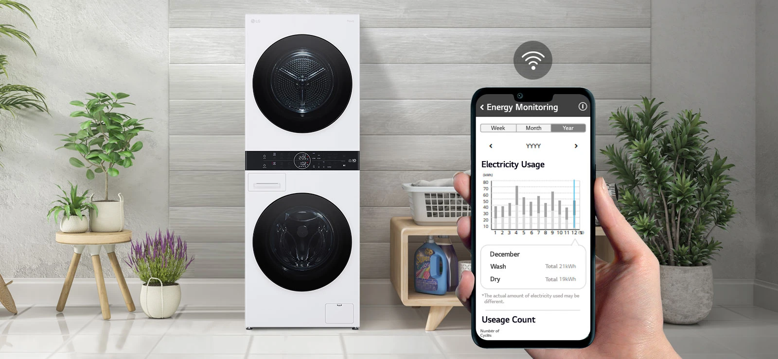 Skalbimo mašina Skalbyklė–džiovyklė LG WashTower™ WT1210WWF, 12/10 kg, 1400 aps./min, Steam™, TurboWash™360, ThinQ™ Wi-Fi aprašymas - Prekės nuotrauka