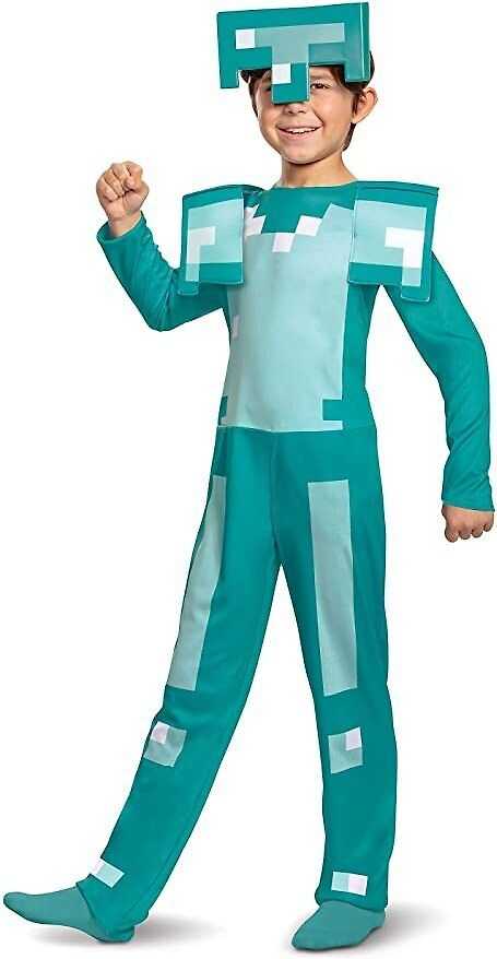 Disguise Minecraft kostiumas, karnavalinis kostiumas deimantiniai šarvai 127-136 cm (7-8 metų amžiaus)